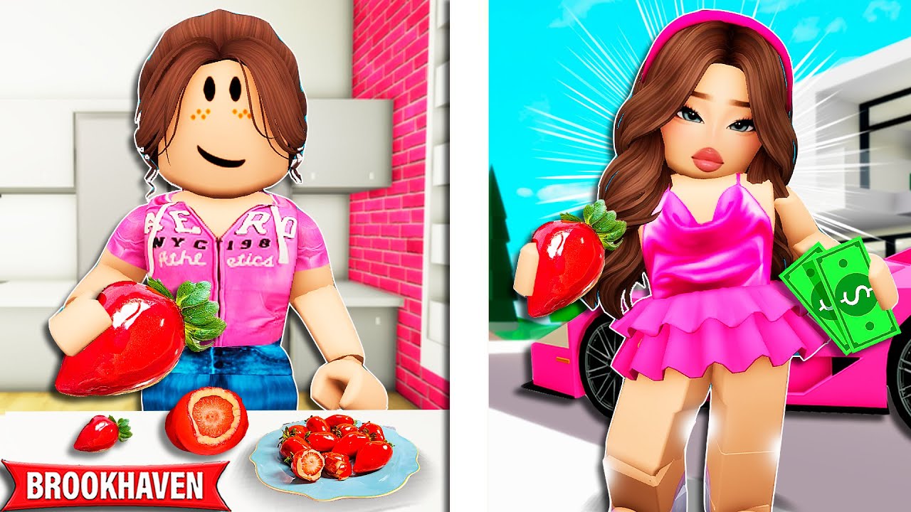 A MENINA que FICOU RICA VENDENDO MORANGO DO AMOR | Historinhas Brookhaven Roblox | Bibi e Lud