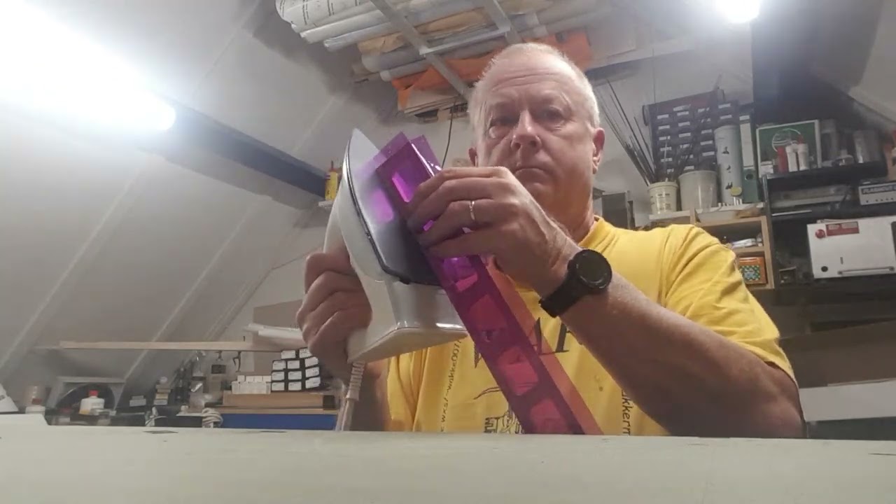 Ironing the aileron of the Inside glider from the Himmlische Höllein.