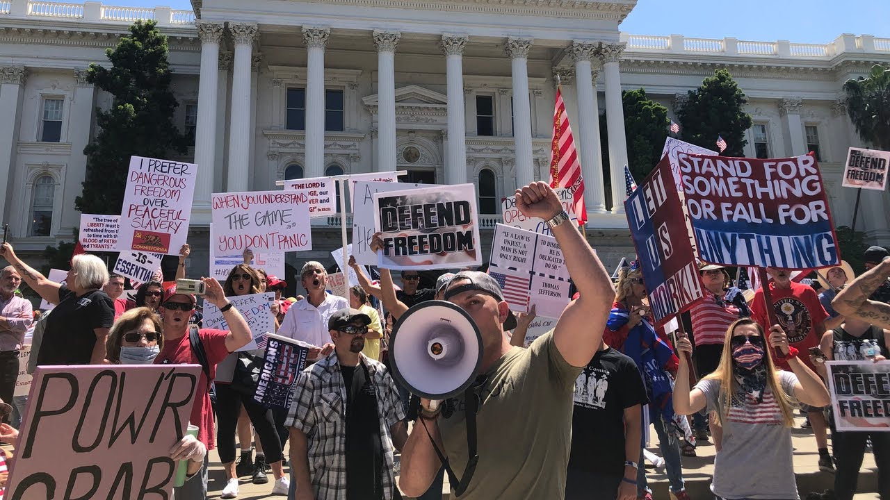 Scenes from &lsquo;Re-Open California' demonstration at Capitol