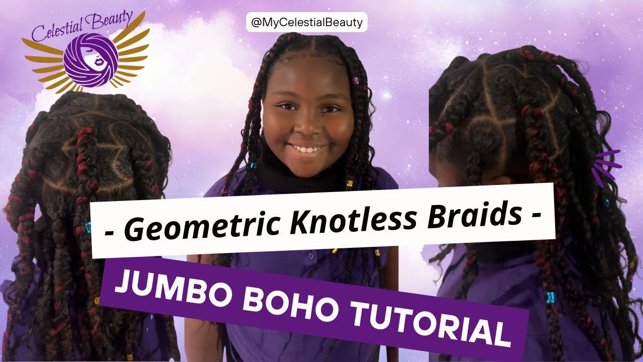 Geometric Knotless Jumbo Boho Braids Tutorial | Tips for Thick & Coarse Hair