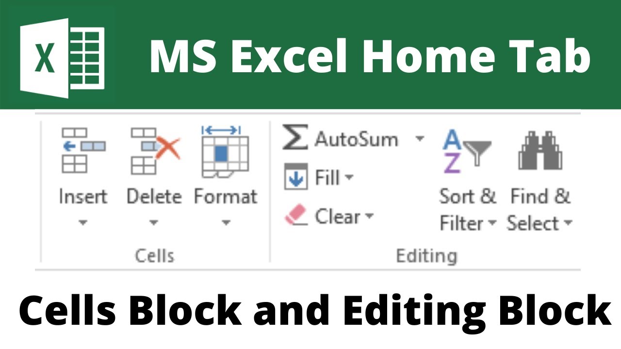 Cell and editing block in excel| home tab me cell, editing block| ms excel home tab