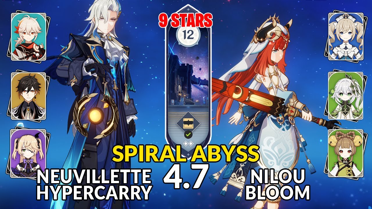 New 4.7 Spiral Abyss│Neuvillette Hypercarry & Nilou Bloom | Floor 12 - 9 Stars | Genshin Impact