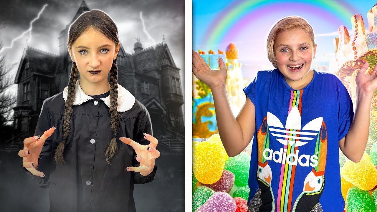 SÖTÉT VS SZÍNES! ⚫️😮🔵 Wednesday Adams mérges! Újévi kaland tinédzsereknek | Miss Nicole és barátai