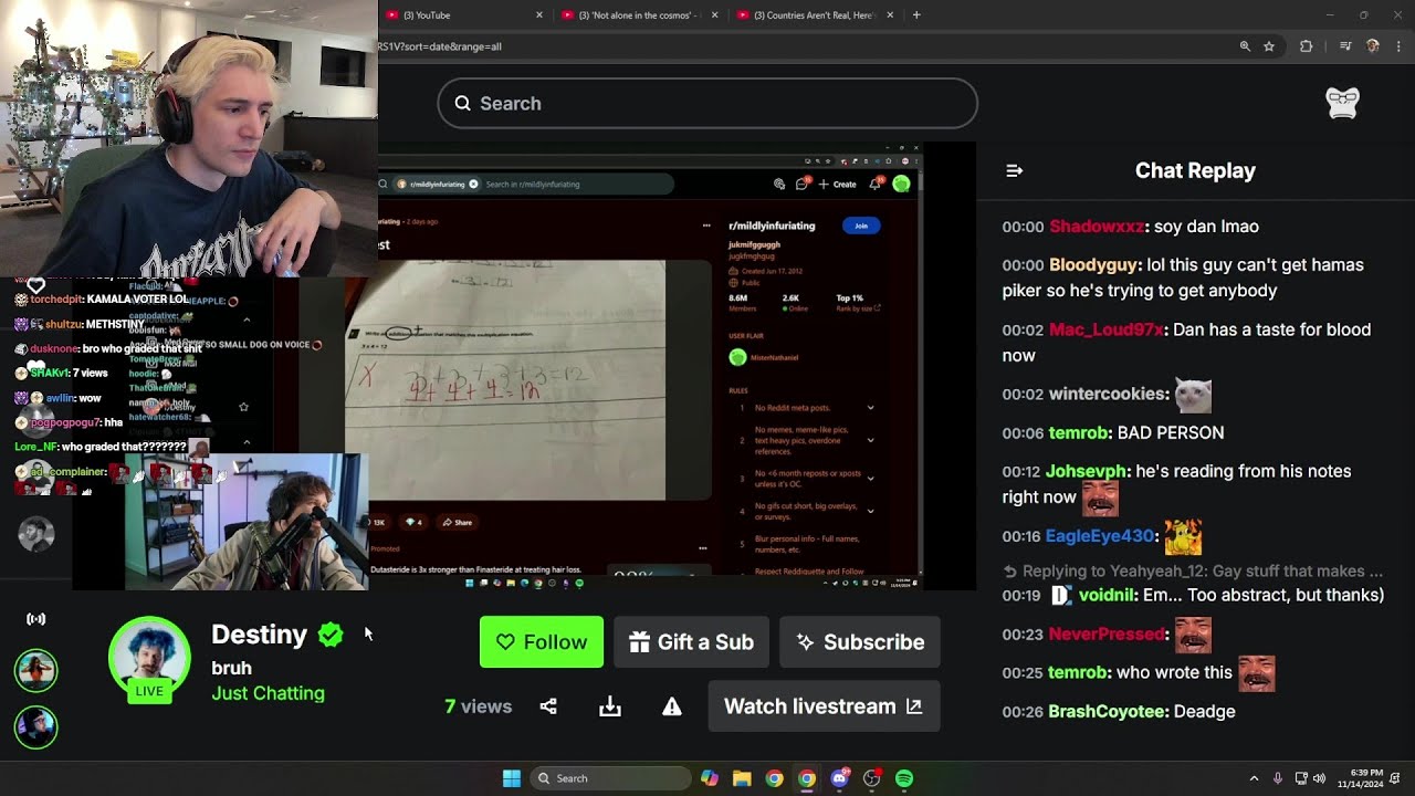 xQc Reacts to Destiny Caught in Insane Awkward Convo