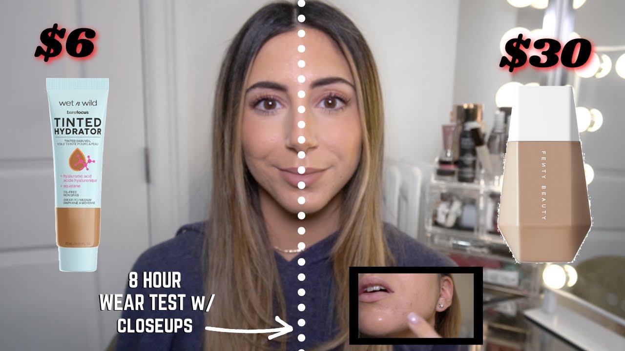 SPLURGE OR SAVE?! Fenty Eaze Drop Blurring Skin Tint VS Wet N Wild Tinted Hydrator | Estee Amos