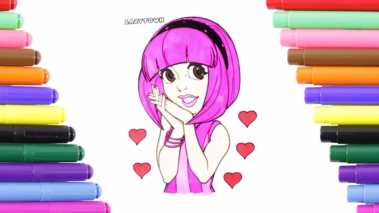 LazyTown Stephanie Happy Love Coloring Page for Kids, Coloring Book