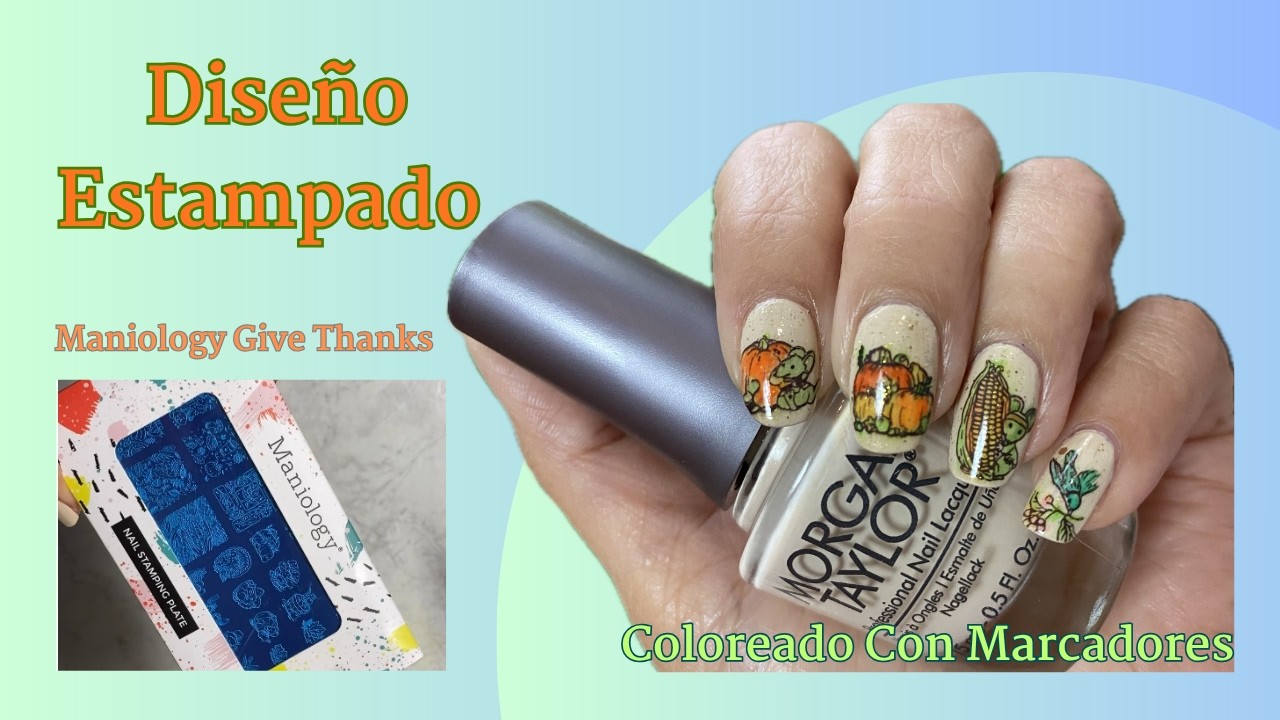 Diseño  Coloreado Con Marcadores | Fall Nail Design | Esmaltes Y Mas | #nailart #esmaltes #uñas