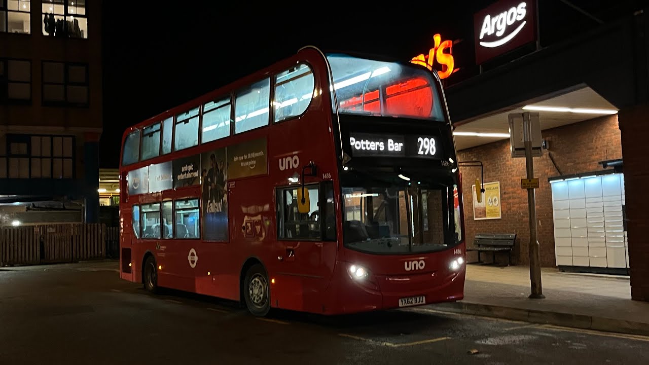 Quiet E40D | Journey on Uno Route 298 towards Potters Bar | ADL Enviro400 | 1486 (YX62 BJU)