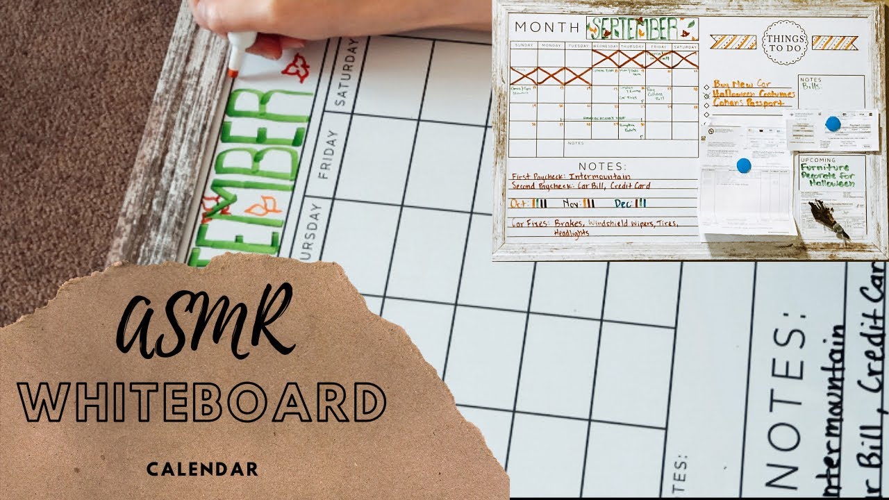 DIY September Whiteboard Calendar/ ASMR