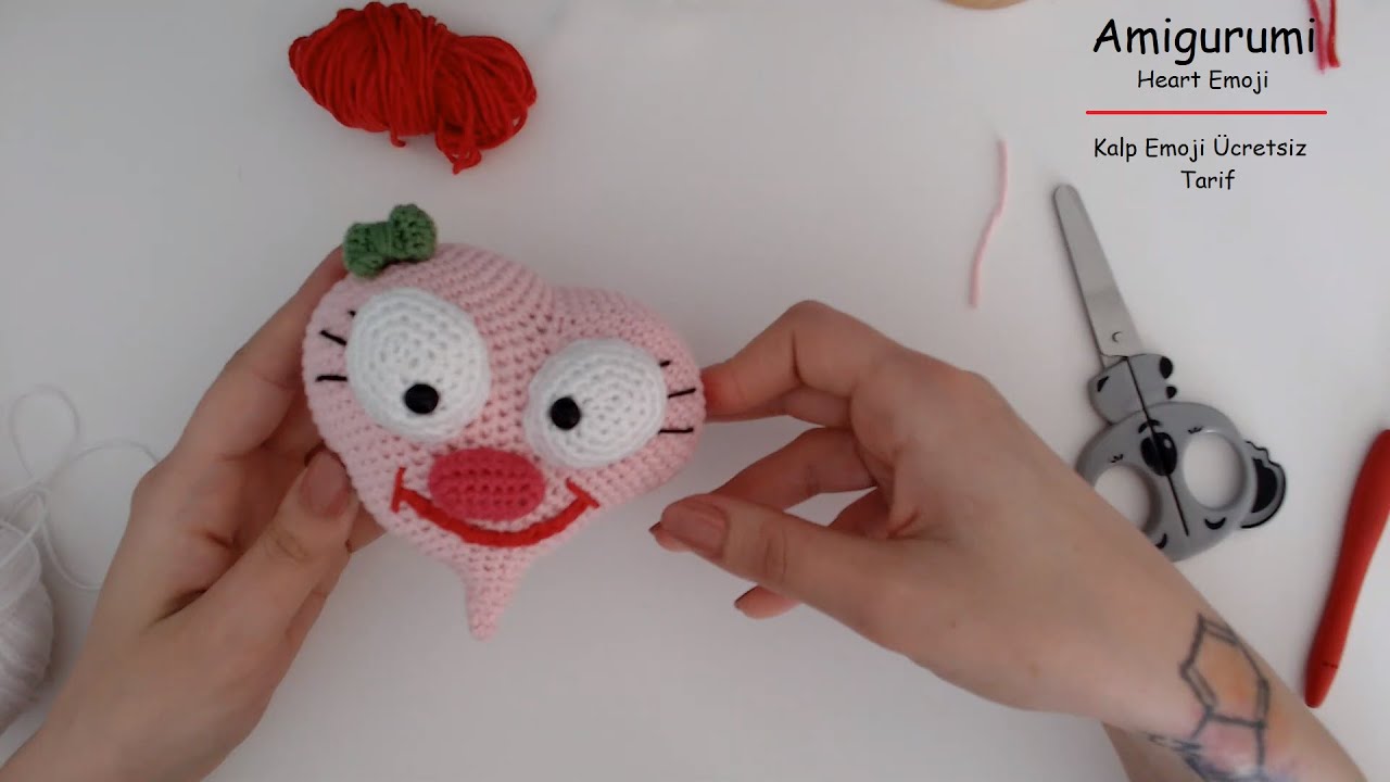 Amigurumi Heart Emoji Free Pattern Part-1 - Amigurumi Kalp Emoji Ücretsiz Tarif Part-1
