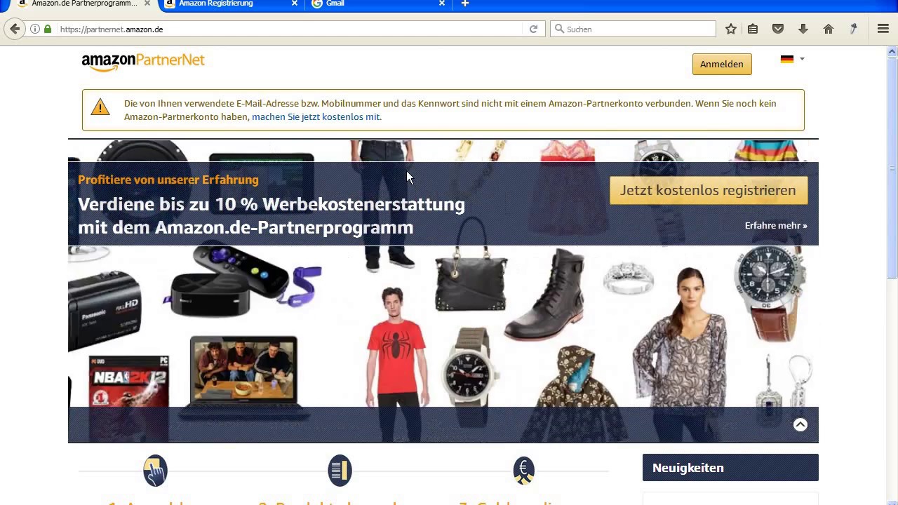 Amazon Partnerprogramm Anmeldung | Amazon Konto erstellen | Amazon Partnerprogramm registrieren