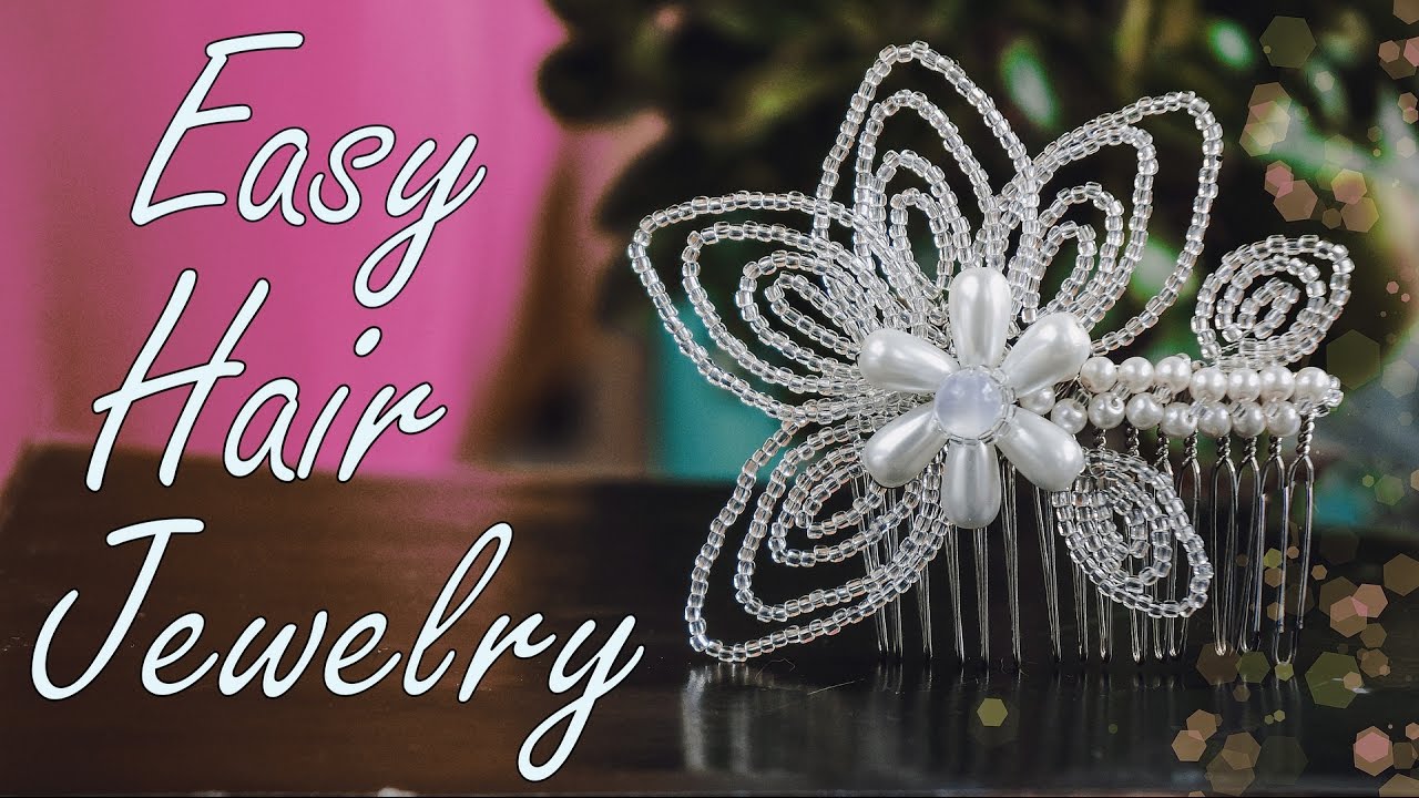 Украшение для волос / Гребень из проволоки и бусин / Easy Hair Jewelry