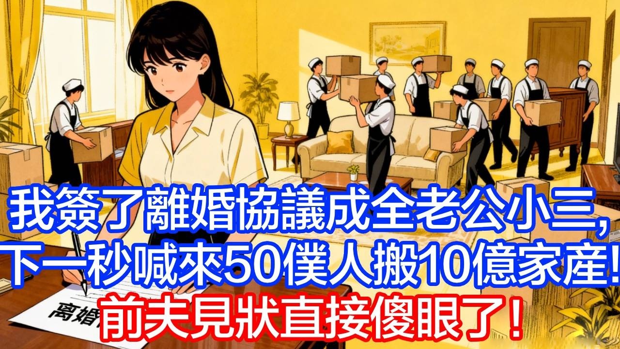 我簽完離婚協議，放棄成全前夫和小三，下一秒我喊來50位僕人，搬空我的10億家產！前夫當場傻眼了！