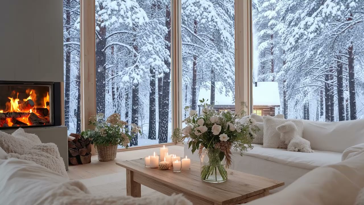 Cozy Hearth Ambience with Crackling Fire and Gentle Piano for Inner Peace