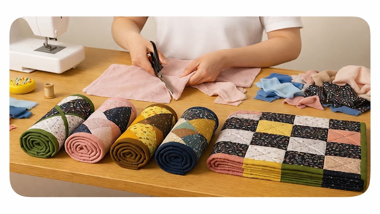 How to make a wonderful rug with old bath towels and leftover fabric!