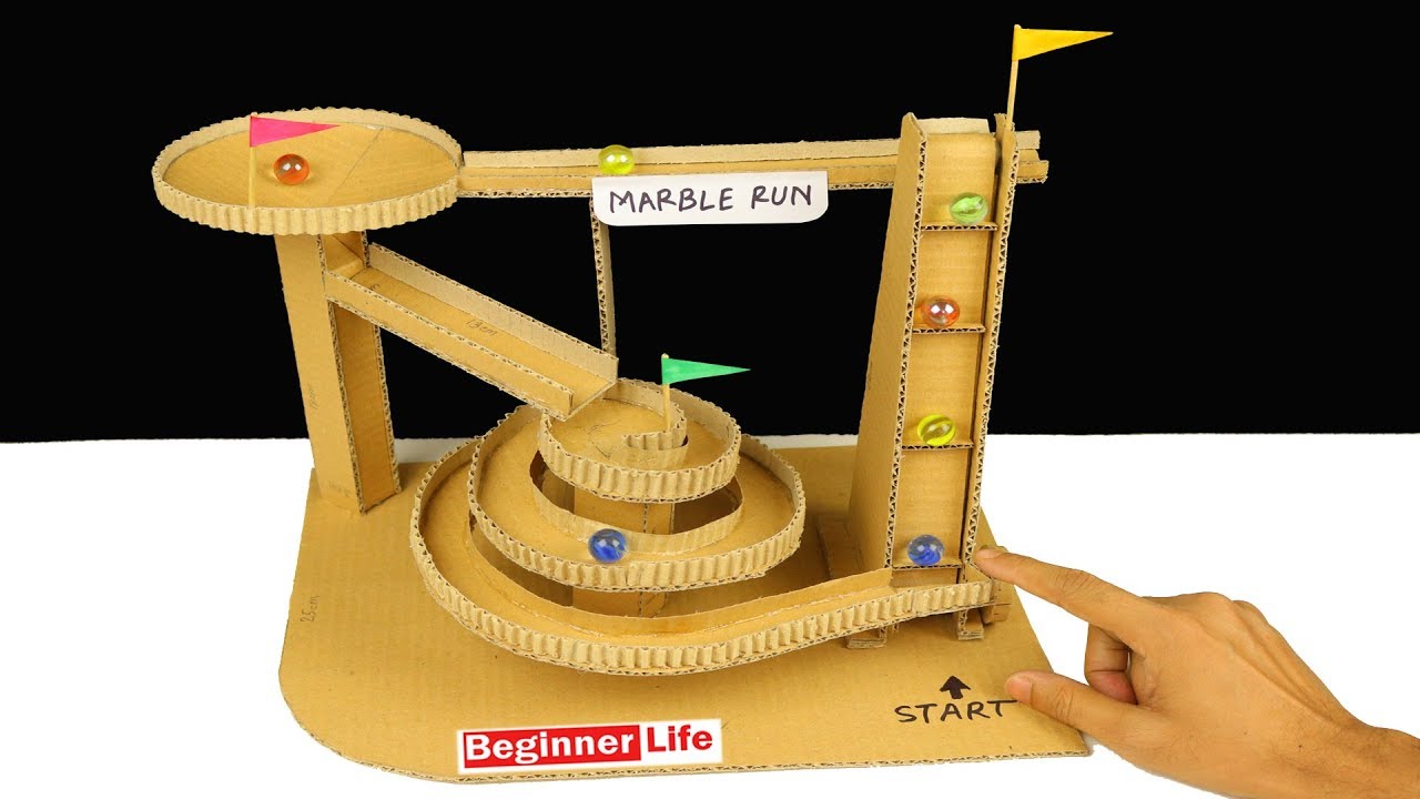 How to Make Marble Run Machine from Cardboard - DIY Marble Race