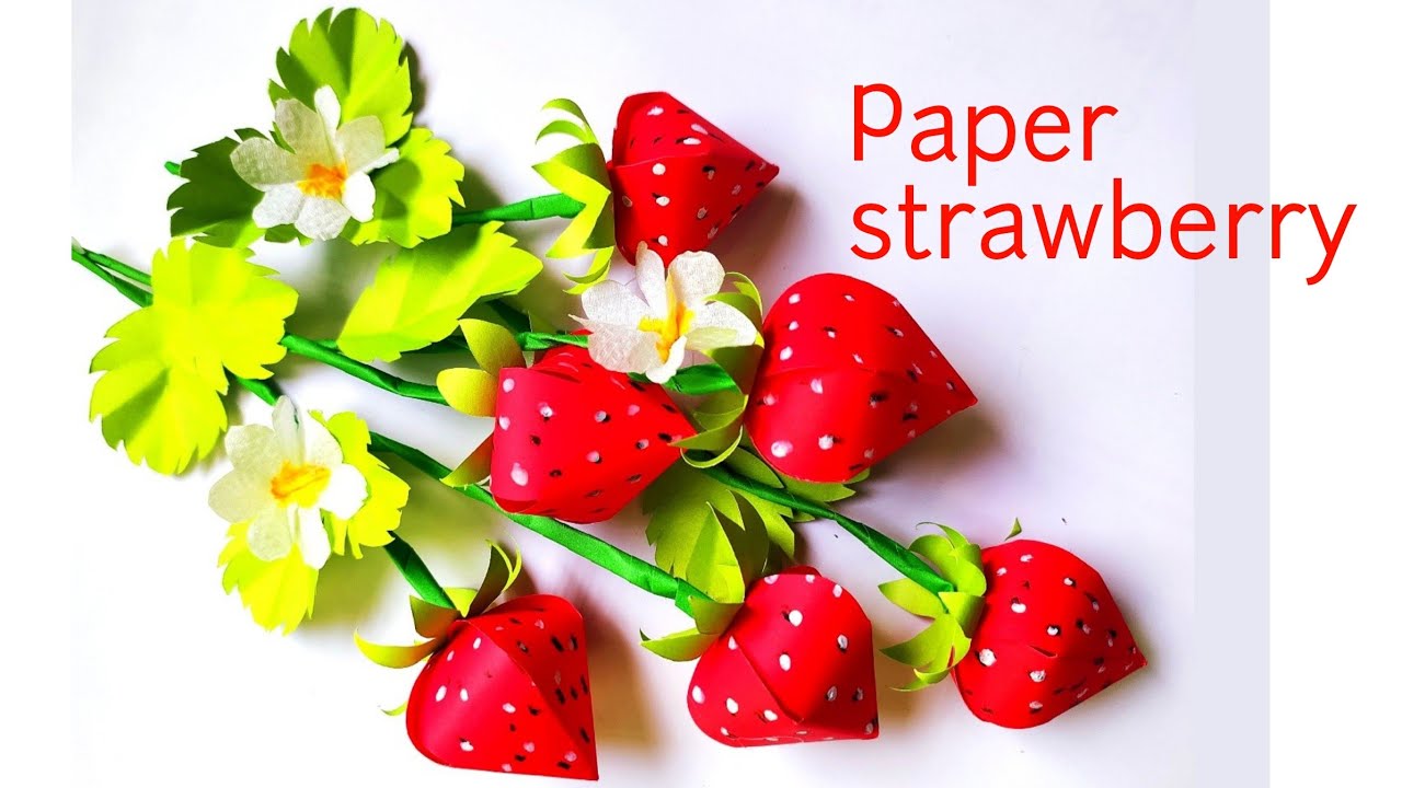 paper strawberry . how to make paper strawberry|| paper strawberry wallmate . Paper fruit 