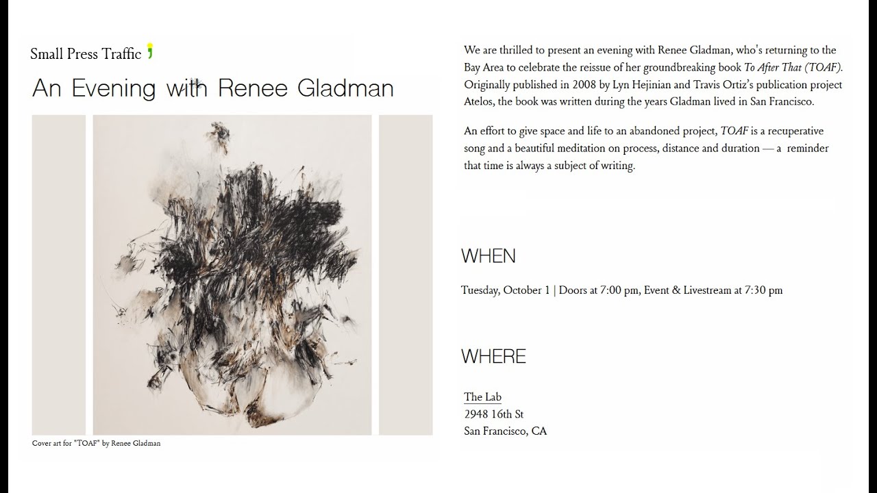 An Evening with Renee Gladman @ The Lab, SF