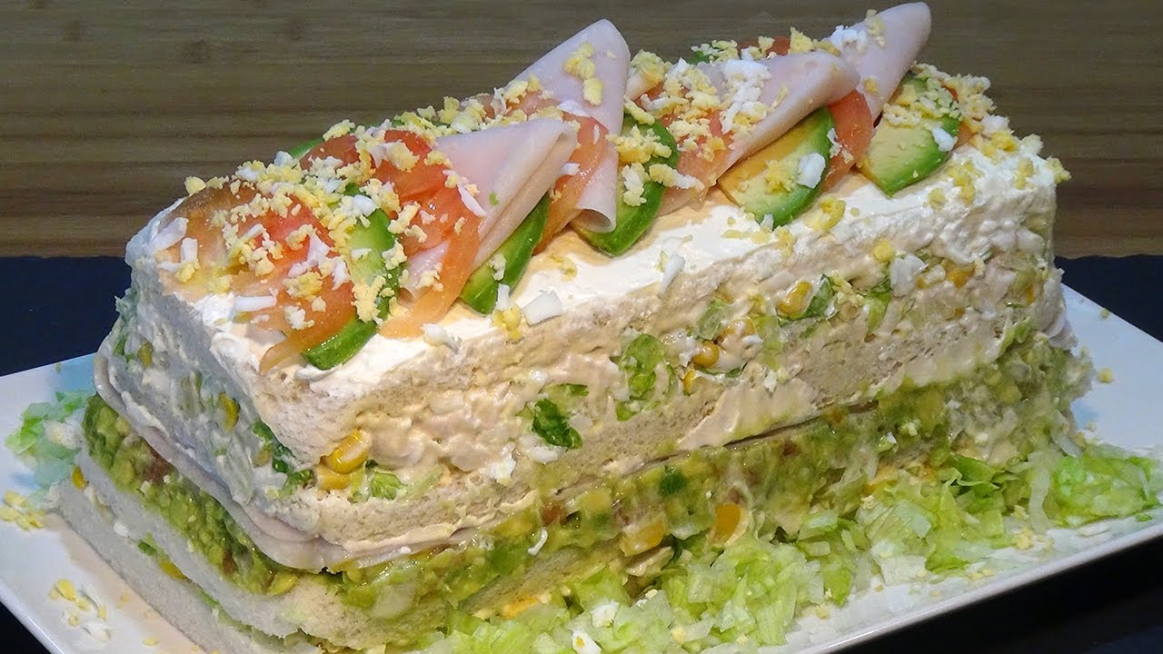 Receta Pastel frio de pollo o sandwichón de pollo. Loli Domínguez. Recetas de cocina. Paso a paso.