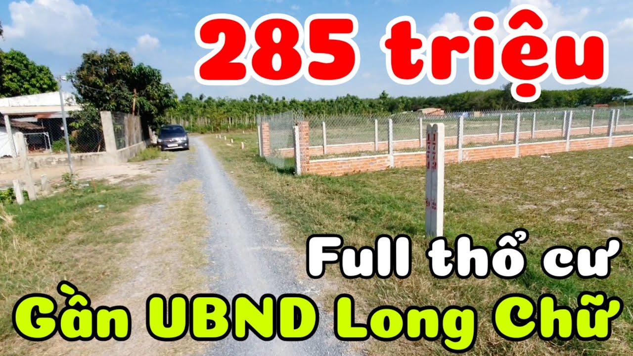 Bán 2 lô đất 285 triệu 100% thổ cư gần UBND trường học Long Chữ Tây Ninh cách Tỉnh Lộ 786 400m