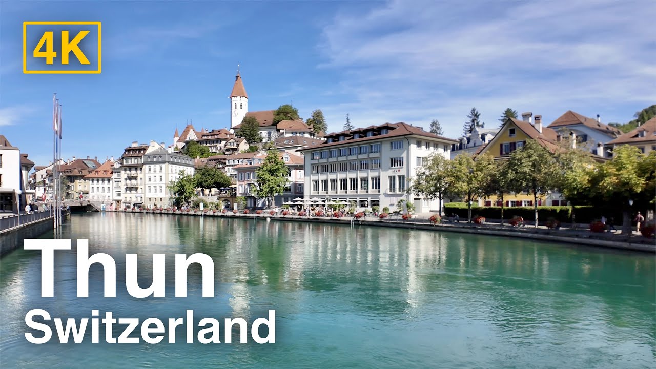 Switzerland 4K Walk: Thun | City Walk | Real Ambient Sound (No Music)