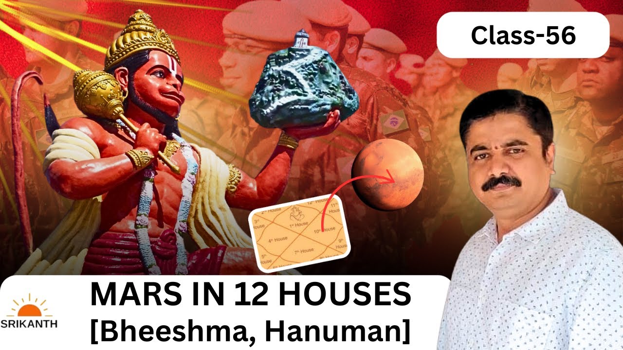 Class- 56 | Mars through 12 Houses from Lagna : Bheeshma, Hanuman | Srikanth Vedic Astrology English