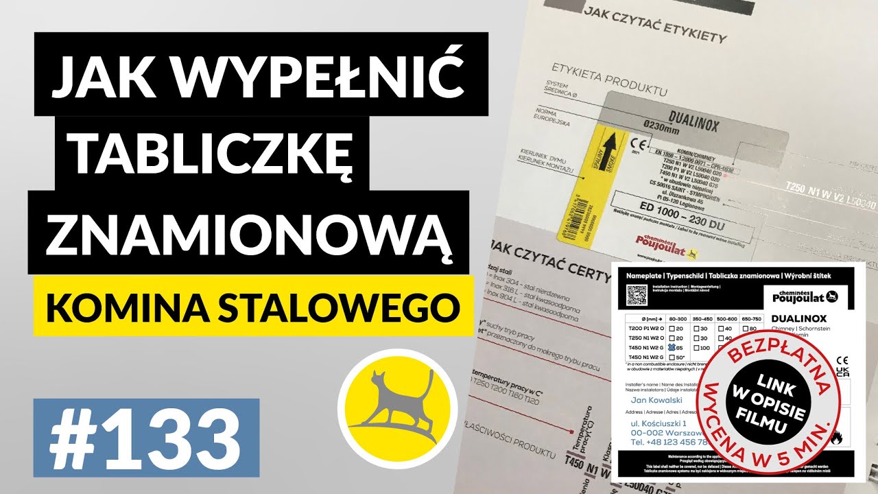 JAK WYPEŁNIĆ TABLICZKĘ ZNAMIONOWĄ KOMINA STALOWEGO #133
