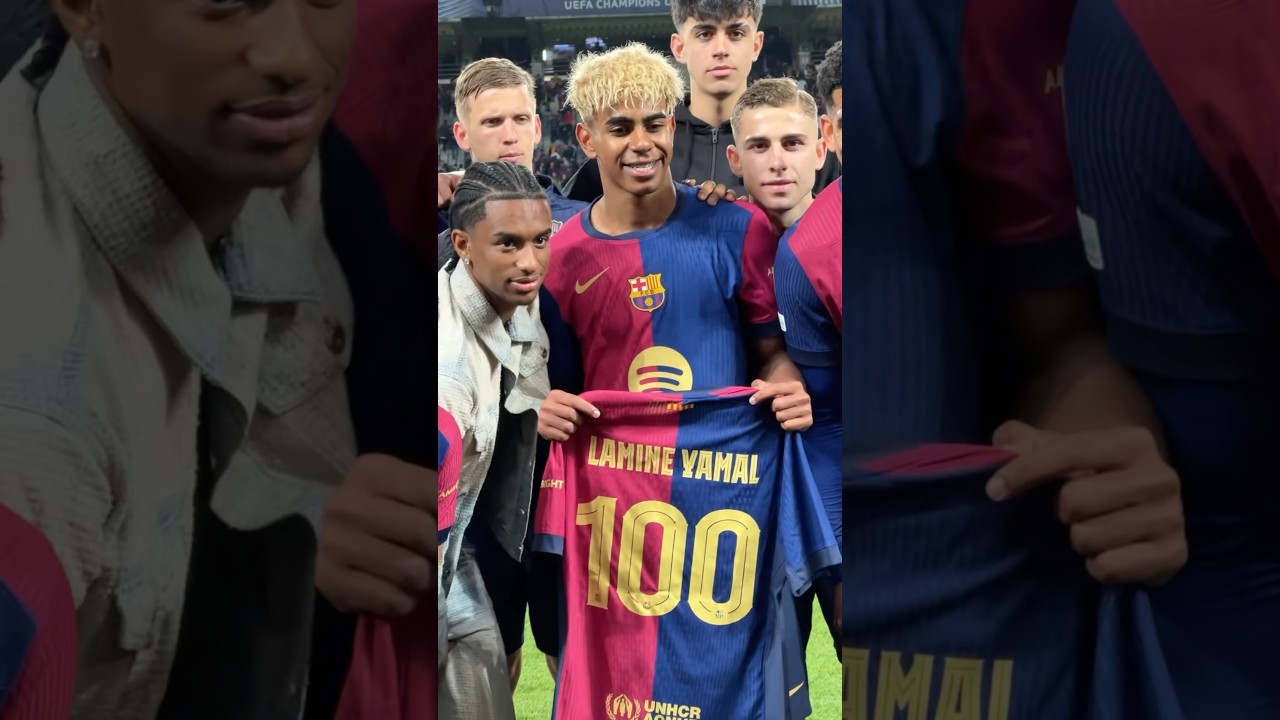 Lamine 1️⃣0️⃣0️⃣ #fcbarcelona #lamineyamal #championsleague #shorts