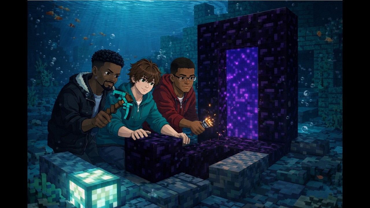 The Building a Nether Portal Underwater Experience
