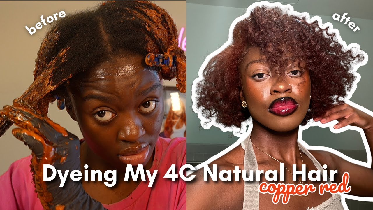 Dyeing My 4C Natural Hair Copper Red at Home — No Bleach Needed! | L'Oréal HiColor Highlights