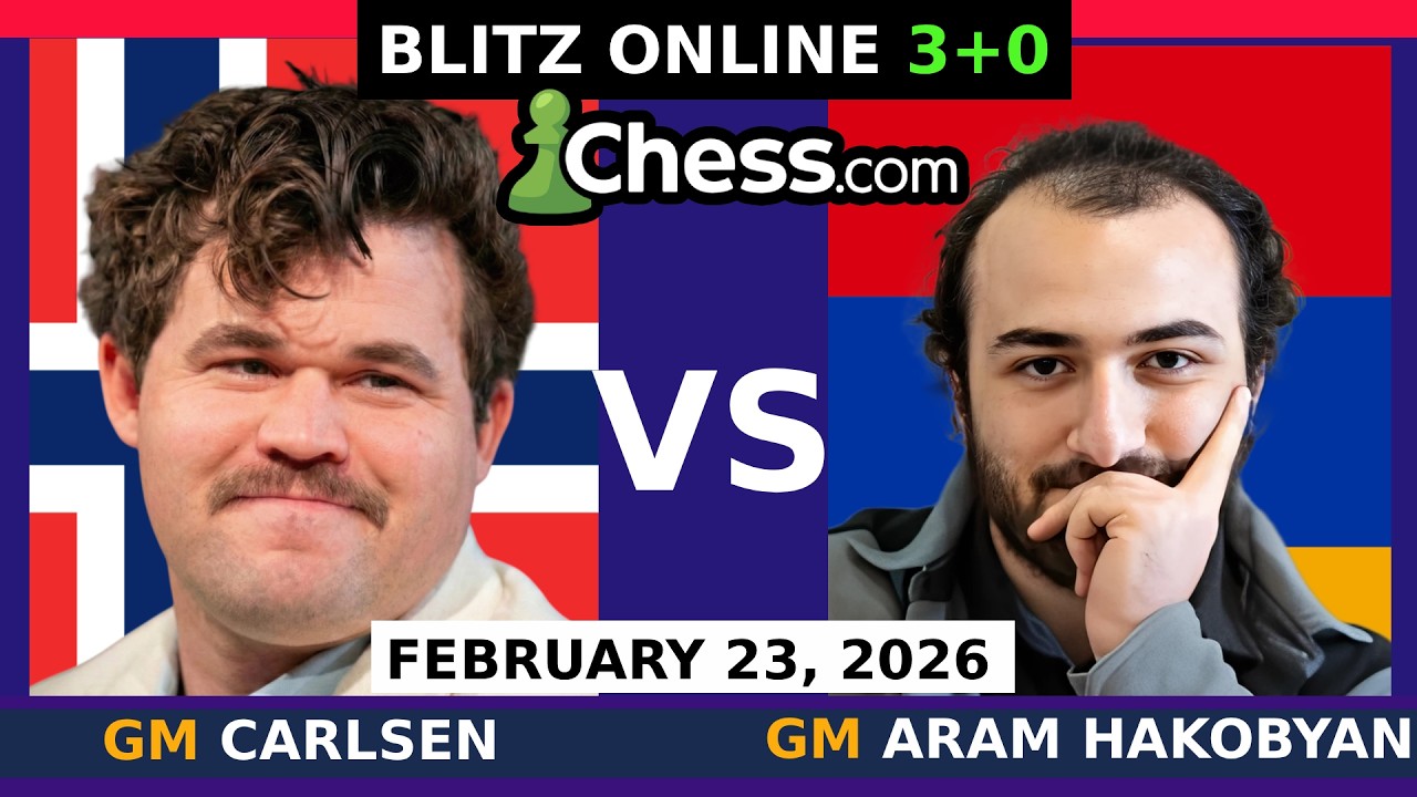 Magnus Carlsen vs GM Aram Hakobyan | Blitz Chess 3+0 | February 23, 2026