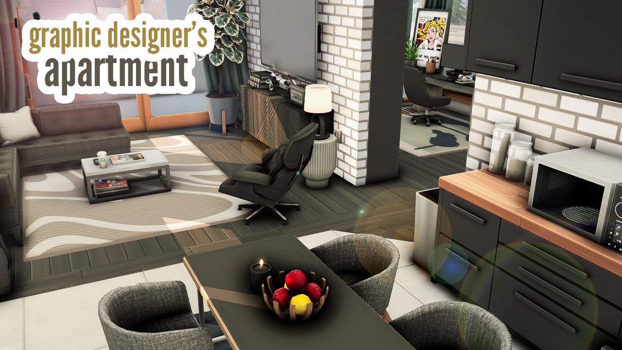 graphic designer's apartment \\ The Sims 4 CC speed build