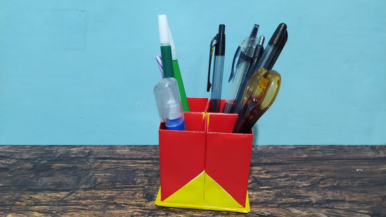 DIY tempat pensil dari kertas origami - Farah SN