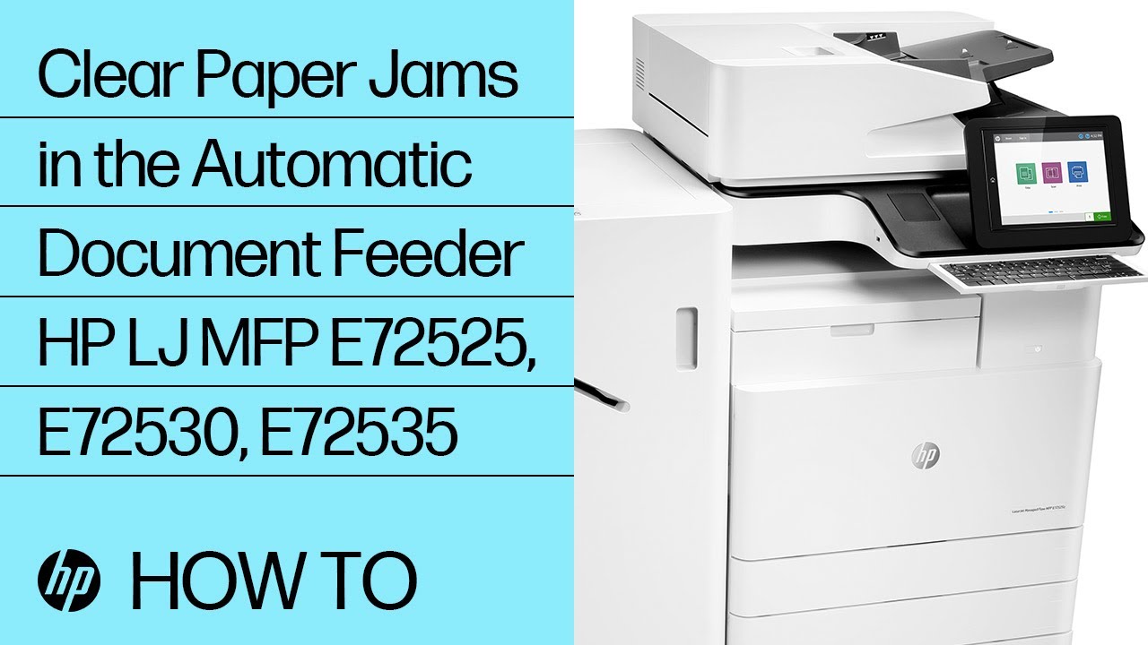 Clear Paper Jams in the Automatic Document Feeder | HP LaserJet MFP E72525, E72530, E72535 | HP