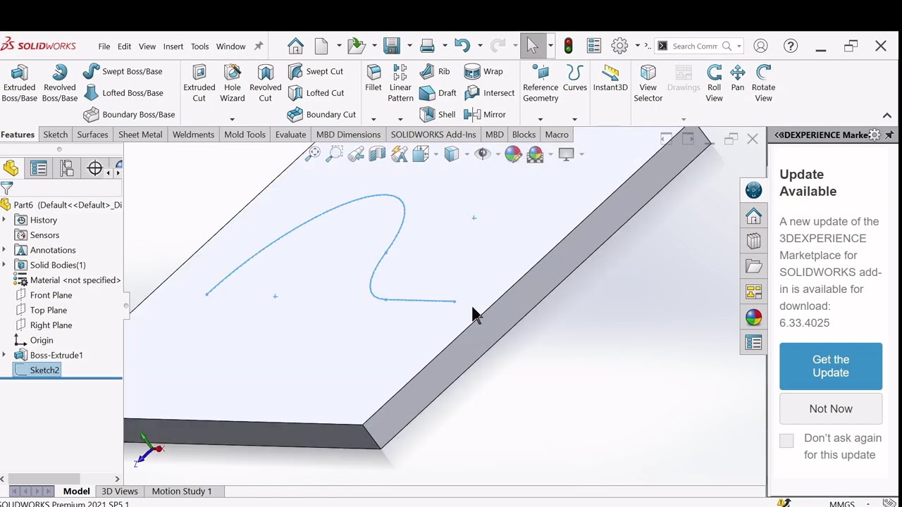 SolidWorks | Вправа 05 | Основи для початківців | Команда Swept Cut | Крок за кроком