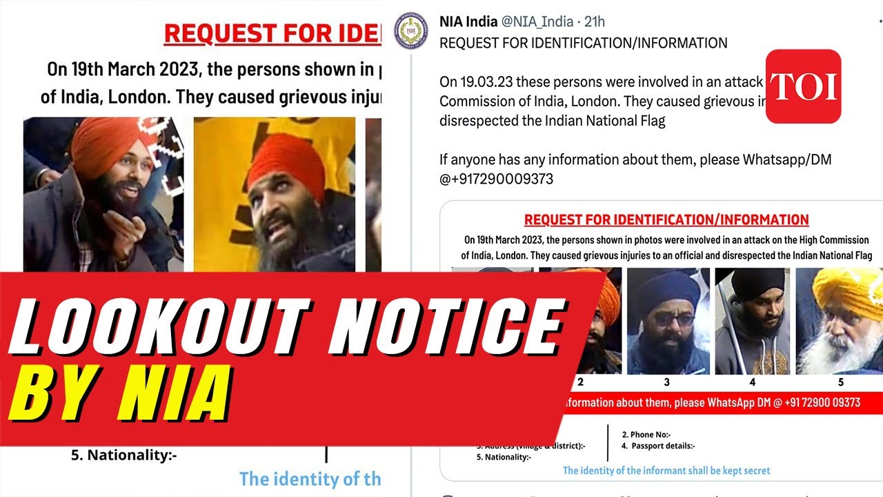NIA identifies 45 suspects of Indian High Commission attack in UK, issues lookout notice