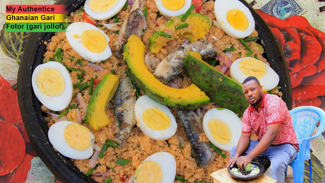 How I prepare my Authentic Ghanaian Gari Fotor || Gari Jollof  Recipe under 10mins
