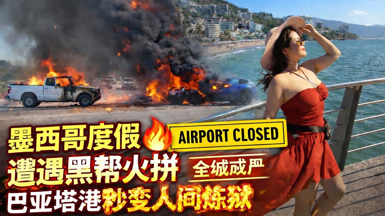 墨西哥度假遭遇黑帮火拼，海滨城市秒变人间炼狱，巴亚尔塔港全程戒严，机场关闭