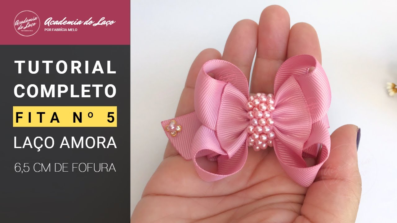 Laço Amora perfeito na fita número 5 , na faixinha slim