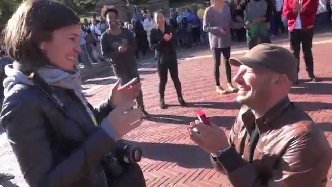 Silvia and Marco Surprise Flash Mob Proposal at Bethesda Fountain in Central Park, New York