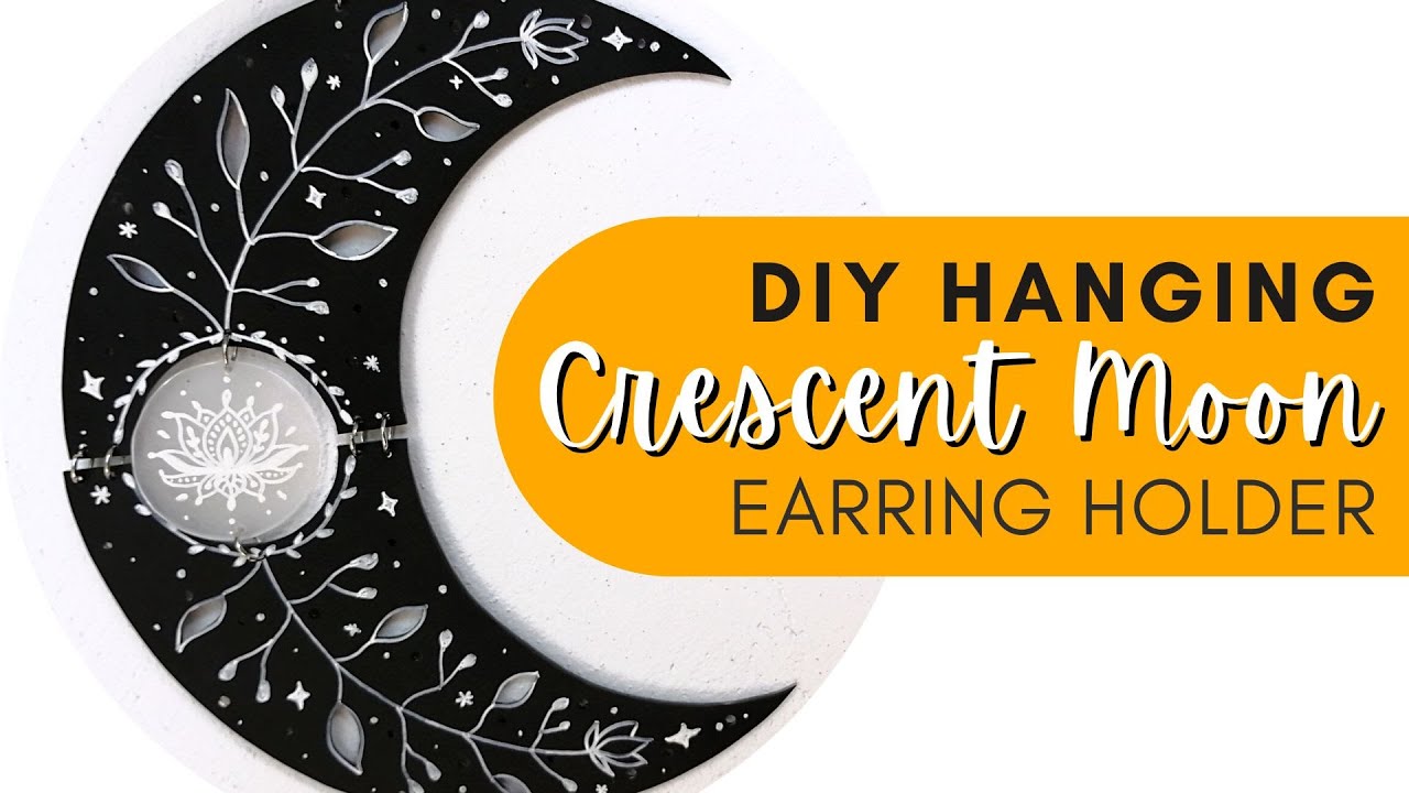 DIY Hanging Earring Holder | Easy Crescent Moon Wall Hanging out of Shrink Plastic
