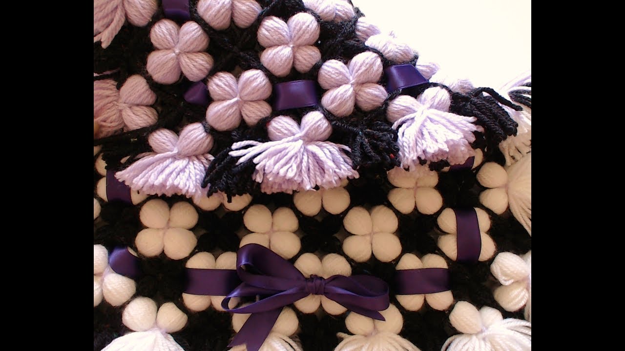 Pom pom LOOM blanket. 3D Puffy REVERSIBLE  These can sell for £45