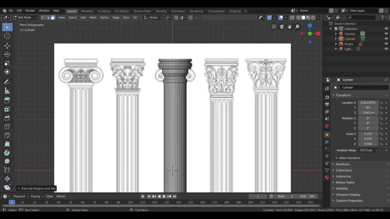 Blender 2.8 Beginner's Tutorial + Making a column.