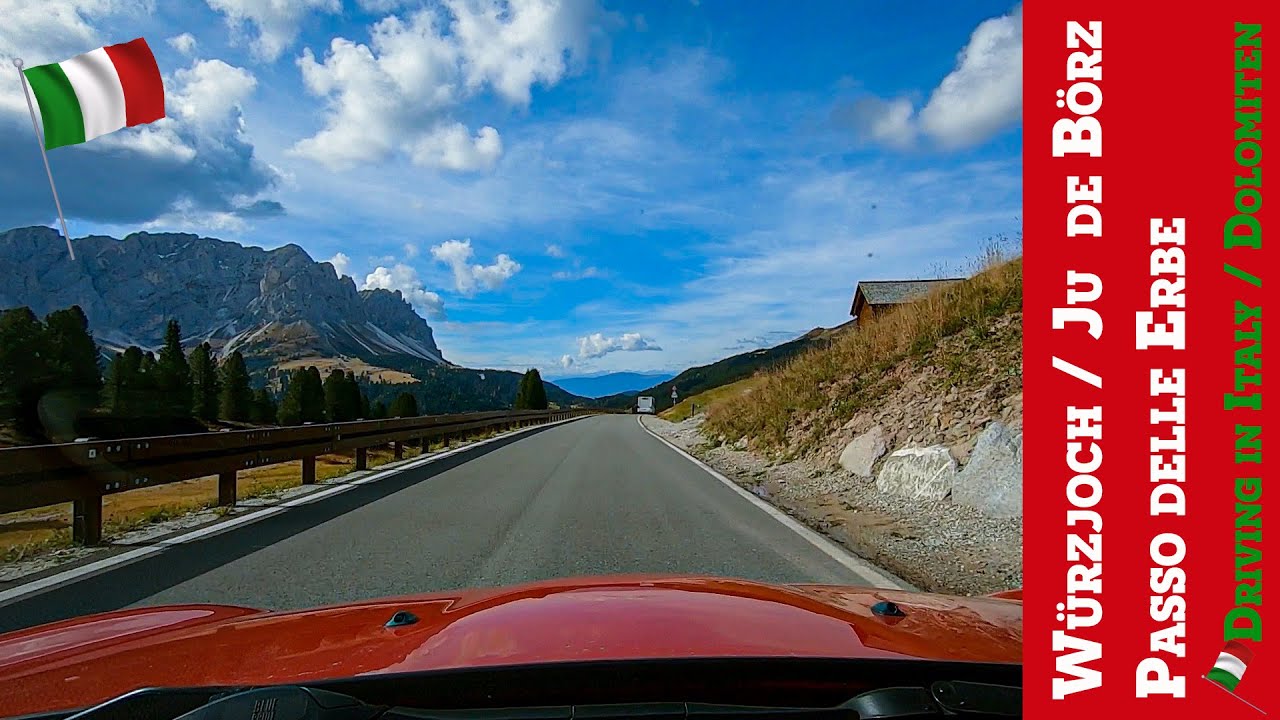 Würzjoch - Passo delle Erbe / Ju de Börz - Driving in Italy / Dolomiten from St. Martin to Gufidaun