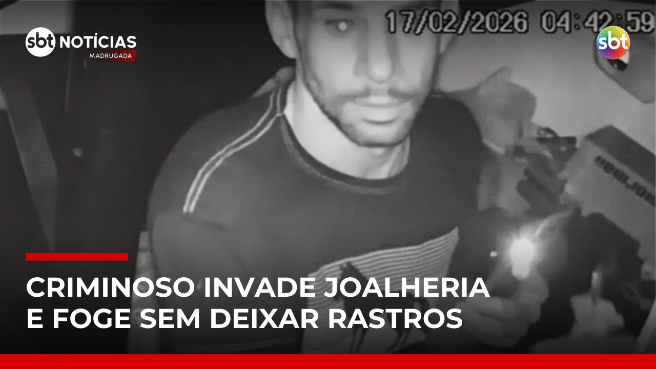 Ladrão invade joalheria, tem rosto filmado e foge sem deixar rastros | #SBTNotícias