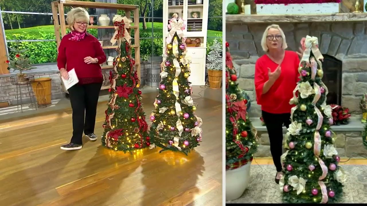 Barbara King 5' Pre-Lit Holiday Floral Pop Up Tree on QVC