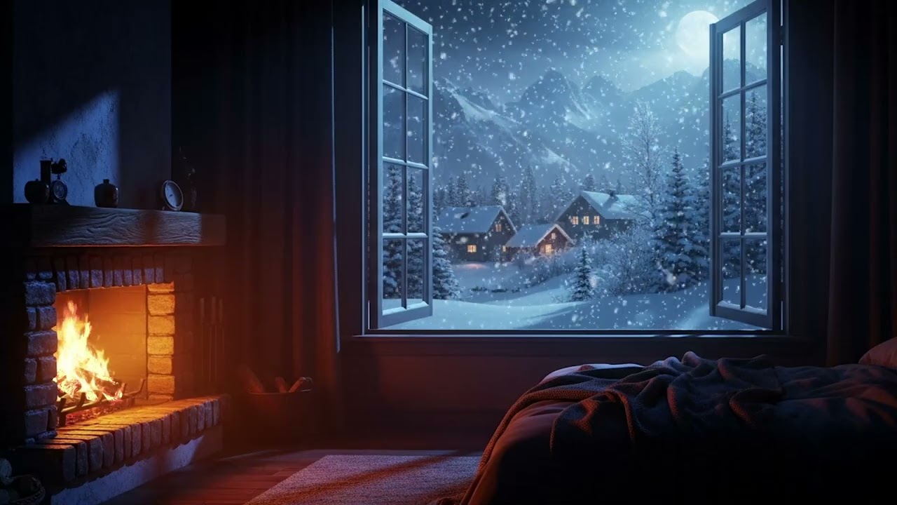 Blizzard Calm Through the Window 🔥❄️ | Warm Fire, Deep Relaxation