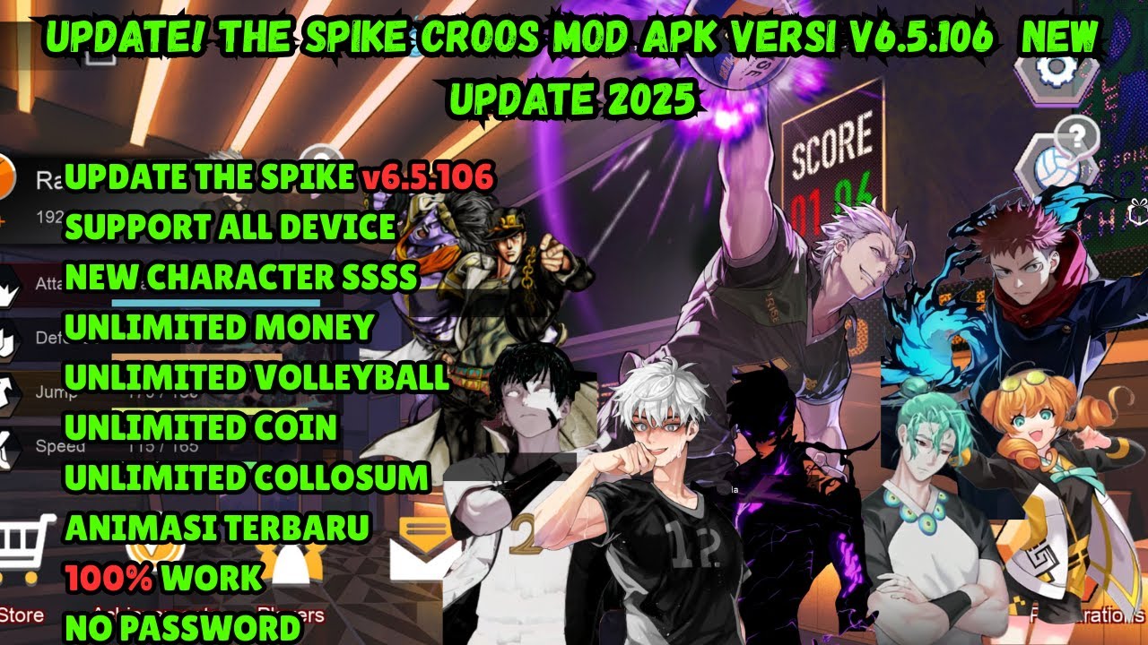 UPDATE! Download The Spike Cross v6.5.106 2025 MOD APK (Unlock All Characters, Money, Max Level)