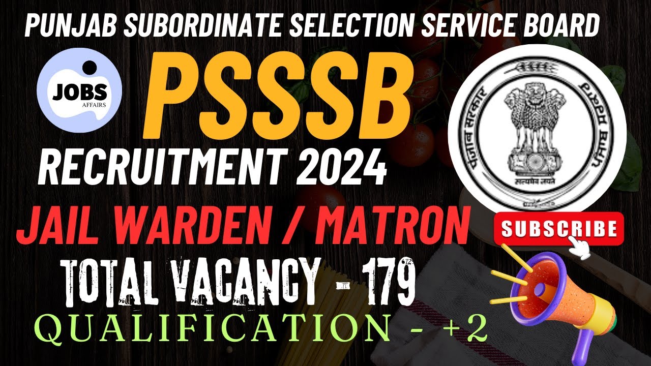 PSSSB Recruitment 2024 | PSSSB Jail Warden Recruitment 2024 | PSSSB Vacancy 2024