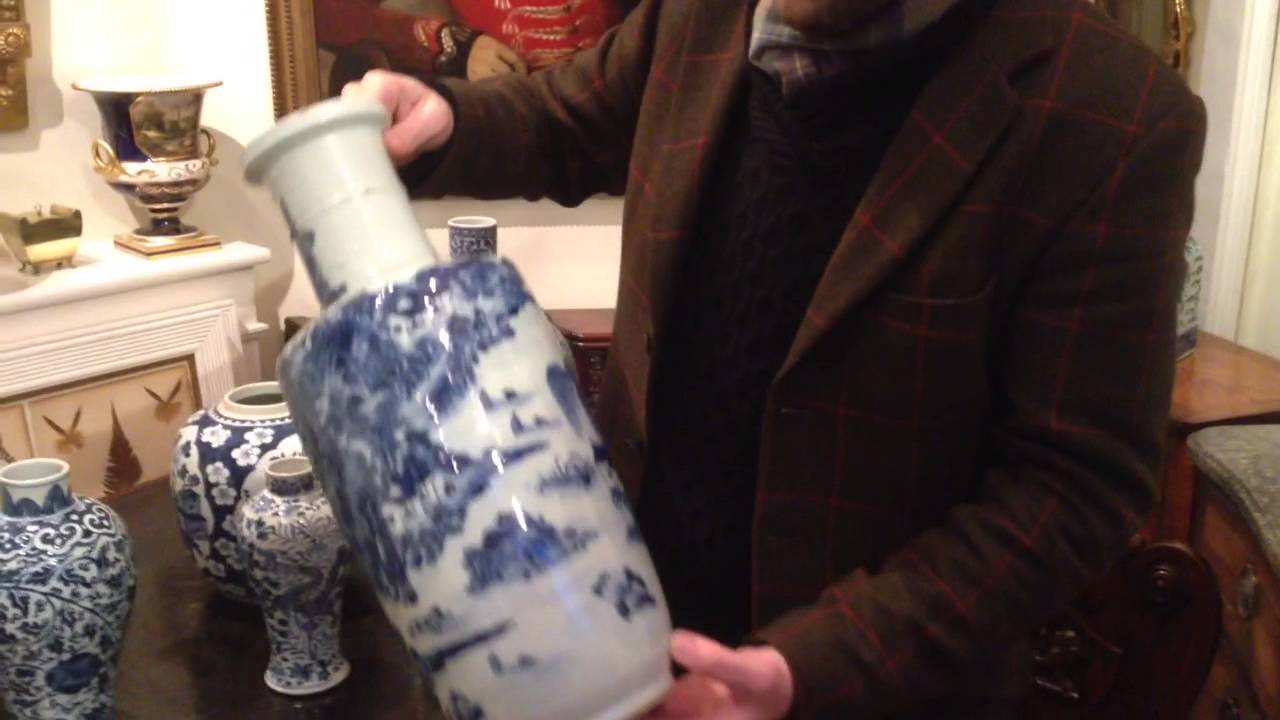 Blue and white vases at Timothy Langston Fine Art & Antiques in Pimlico, London